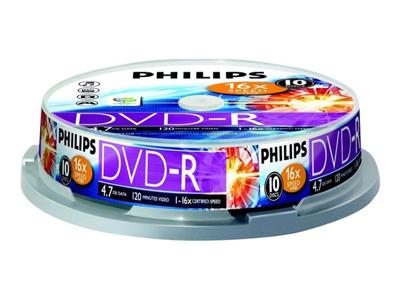 Philips Dvd-R 4,7Gb 16Xspeed Spindle 10 Stuks Philips Dvd-R 4,7Gb 16Xspeed Spindle 10 Stuks