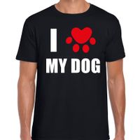 I love my dog / Ik hou van mijn hond - honden t-shirt zwart voor heren - thumbnail