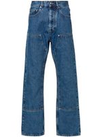 Palm Angels logo-embossed straight-leg jeans - Bleu