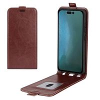 iPhone 14 Pro Vertical Flip Case met Kaartsleuf - Bruin - thumbnail