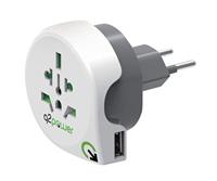 Q2 Power | World to Swisse | Universal-Reiseadapter mit Erdungsstecker | KID SAFE Stoßschutz | Spannung und Leistung 100V-1500W / 125V-1875W