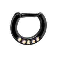 Zwarte Septum Clicker met scharnier Chirurgisch staal 316L Neuspiercings