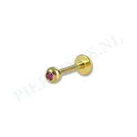 Labret 1.2 mm goud kleur kristal roze