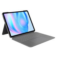 Logitech Combo Touch iPad Air 13-inch (M2 en M3) (2024 en 2025) Toetsenbordcase - Afneembaar verlicht toetsenbord met standaard, comfortabel typen, multifunctioneel gebruik, US INT'L - Grijs