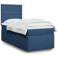 vidaXL Boxspring met matras stof blauw 90x190 cm, boxspring, ledikant, bedframe, bed, boxspring bed, bedbodem, seniorenbed, senioren bed