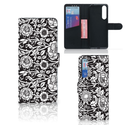 Sony Xperia 1 II Hoesje Black Flowers Sony Xperia 1 II Hoesje Black Flowers
