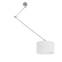 QAZQA Smart hanglamp staal met kap wit 35 cm incl. Wifi A60 - Blitz