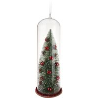 Rode kerstboom in stolp kerstversiering hangdecoratie 22 cm