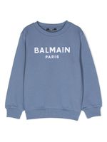 Balmain Kids sweat en coton à logo imprimé - Bleu