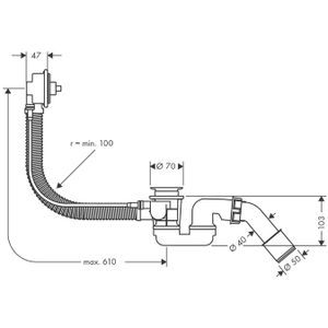 Hansgrohe Flexaplus badafvoercombinatie inbouwdeel standaard bad