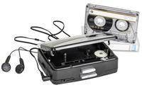 Reflexion WMR01BK, draagbare cassettespeler/walkman met FM-radio, incl. oortelefoon en riemclip, microfooningang, afmetingen (12,3 x 4,4 x 8,5 cm), zwart