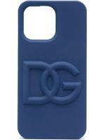 Dolce & Gabbana coque d'iPhone 14 Pro Max à logo embossé - Bleu