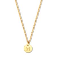 CO88 Collection Alphabet 8CN 26150 Stalen collier -hanger rond 7mm - letter M - 38 + 7 cm - Goudkleurig