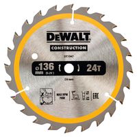 DeWalt Accessoires Cirkelzaagblad 136x10x24t, wisseltand, positief 20°, kerf 1,6mm - DT1947-QZ - thumbnail