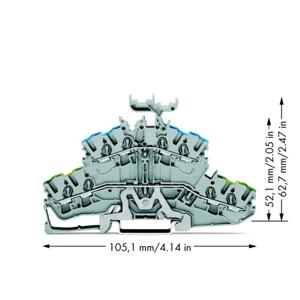 WAGO 2002-2447 Aardklem 2-etages 5.20 mm Spanveer Toewijzing: Terre, N Grijs 50 stuk(s)