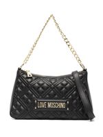 Love Moschino sac porté épaule matelassé à plaque logo - Noir - thumbnail