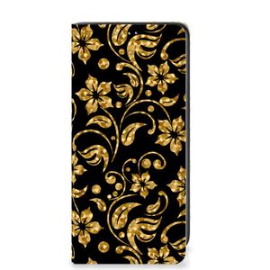 Samsung Galaxy A41 Smart Cover Gouden Bloemen