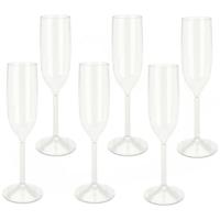 Prosecco/Champagneglazen - 6x - transparant - kunststof - 165 ml