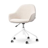 Nolon Nout-Mae Bureaustoel Bouclé Beige - Armleuning - Wit