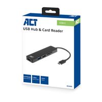 ACT Connectivity USB-C Hub 3 port met cardreader usb-hub - thumbnail