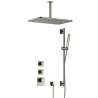 Hotbath Gal IBS40GNP High Flow inbouwdouche met plafondbuis, glijstang en 27x40cm hoofddouche geborsteld nikkel PVD