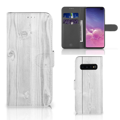 Samsung Galaxy S10 Plus Book Style Case White Wood