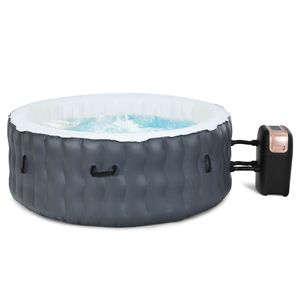 180 x 68 Opblaasbare Spa 4 Persoons Bad met 108 Bubbelstralen Draagbare Verwarmde Hot Tub Grijs