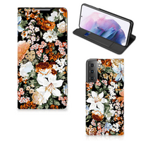 Smart Cover voor Samsung Galaxy S21 Plus Dark Flowers - thumbnail