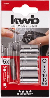 kwb 105000 bithouder schroevendraaier Chroom-vanadium-staal (Cr-V) 25,4 / 4 mm (1 / 4") 5 stuk(s)
