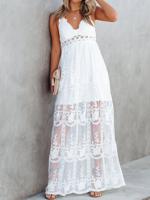 Lace V Neck Casual Dress With No