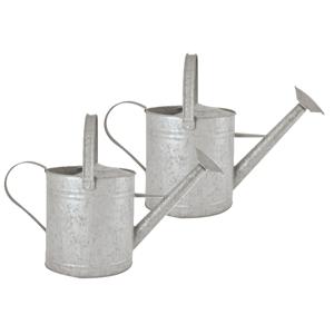 Gieter/plantengieter - 2x - zink - 3.5 liter - klassiek/decoratief - 42 x 17.5 x 24 cm