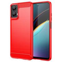 Motorola Moto G (2024) Geborsteld TPU Hoesje - Koolstofvezel - Rood - thumbnail