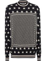 Balmain pull Monogram Stars en laine - Noir