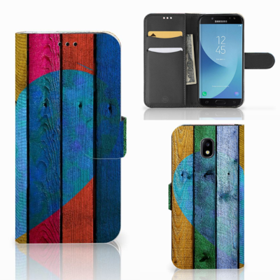 Samsung Galaxy J5 2017 Book Style Case Wood Heart - Cadeau voor je Vriend Samsung Galaxy J5 2017 Book Style Case Wood Heart - Cadeau voor je Vriend