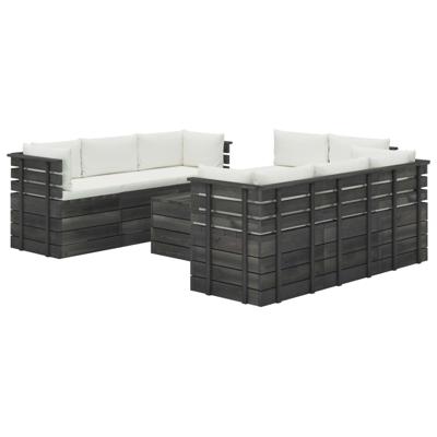 vidaXL 9-delige Loungeset met kussens pallet massief grenenhout vidaXL 9-delige Loungeset met kussens pallet massief grenenhout