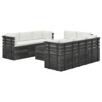 vidaXL 9-delige Loungeset met kussens pallet massief grenenhout