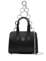 Philipp Plein sac cabas satiné à plaque logo - Noir - thumbnail