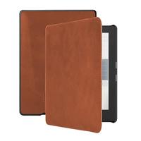 Lunso - Geschikt voor Kobo Aura H2o edition 1 hoes (6.8 inch) - Lederen sleep cover - Cognac