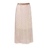 Cassis gebloemde semi-transparante rok lichtroze/bruin