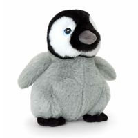 Keel Toys pluche pinguin kuiken knuffeldier - grijs/zwart - staand - 25 cm - thumbnail