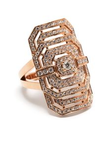 STATEMENT PARIS bague en or rose 18ct pavée de diamants