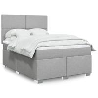 vidaXL Boxspring met matras stof lichtgrijs 140x200 cm