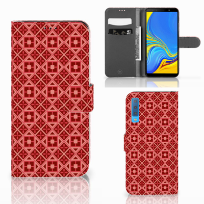 Samsung Galaxy A7 (2018) Telefoon Hoesje Batik Rood Samsung Galaxy A7 (2018) Telefoon Hoesje Batik Rood