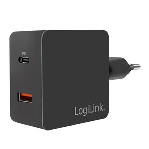 LogiLink PA0220 USB-oplader 18 W Binnen, Thuis Uitgangsstroom (max.) 3000 mA Aantal uitgangen: 2 x USB-C bus (Power Delivery), USB-A