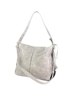 Handgemaakte stoere schoudertas met studs #03 M licht grijs