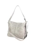 Handgemaakte stoere schoudertas met studs #03 M licht grijs