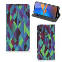 Motorola Moto E6 Plus Stand Case Abstract Green Blue