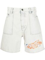 Off-White short en jean à logo brodé - Bleu