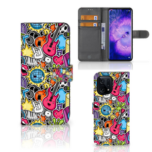 OPPO Find X5 Wallet Case met Pasjes Punk Rock