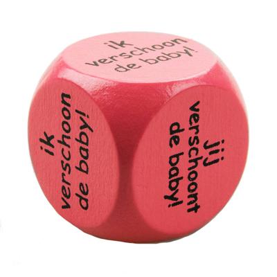 Paper Dreams dobbelsteen ik/jij verschoont baby 2,5 cm hout roze Paper Dreams dobbelsteen ik/jij verschoont baby 2,5 cm hout roze